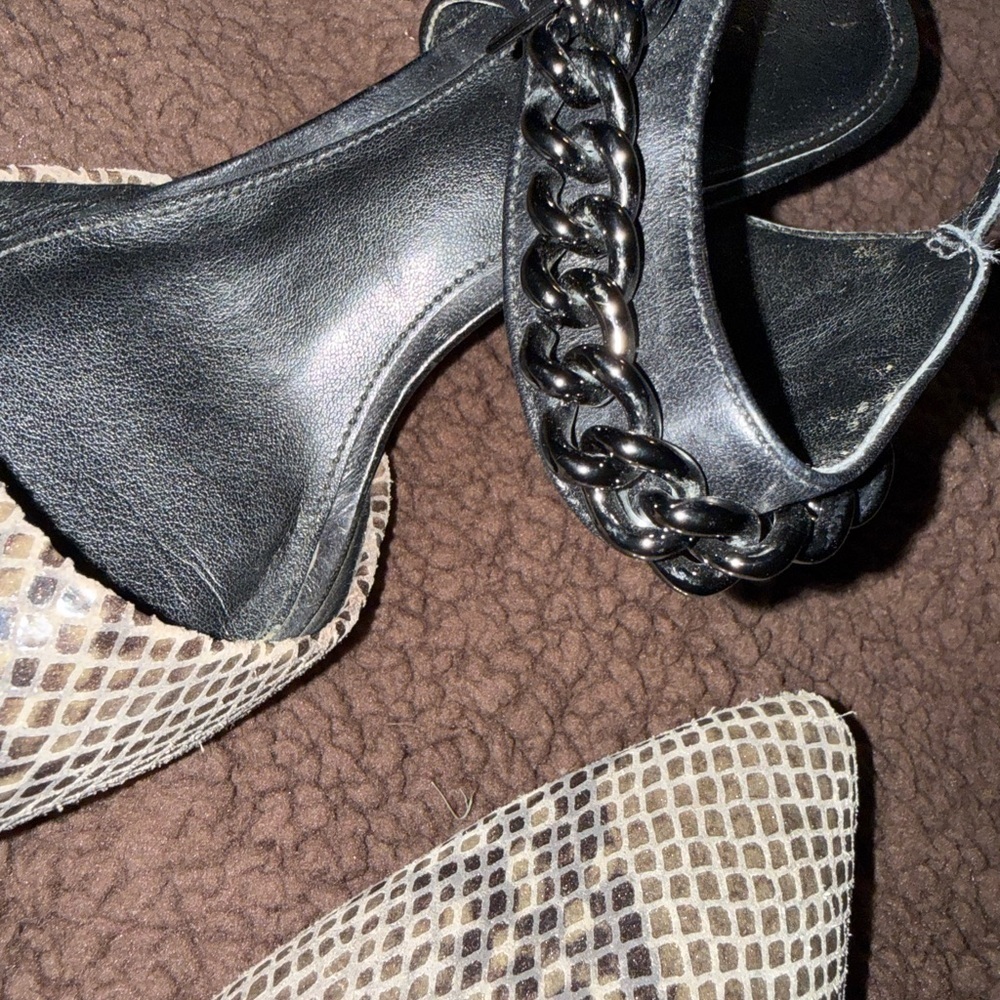 Coach Black and Brown Chain Detail Heels - Picture 7 of 7